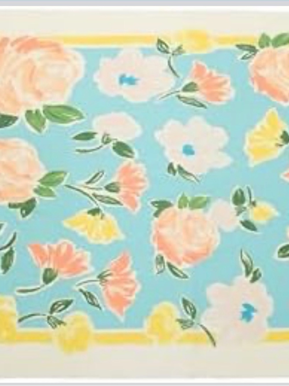kate spade Blue Floral Curtain Panel with Peach and Yellow Blooms